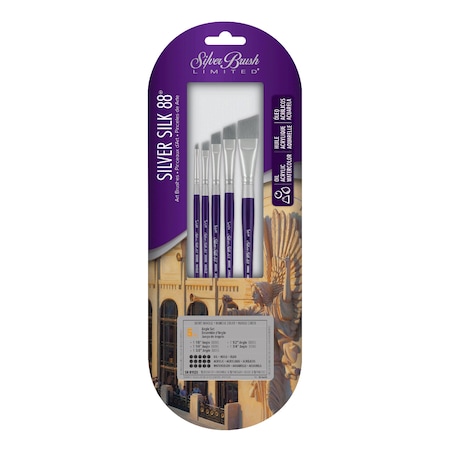 Silver Brush Silver Silk 88 Short Handle Angle Brushes, 5-Piece Set SK-8112S