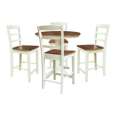Whitewood Industries Rectangular Fixed Top Table W/ 4 Counter Height Stools, 36 in W, 35.9 in L, 36 in H, Parawood, 5 K79-36RT-27B-S402-4