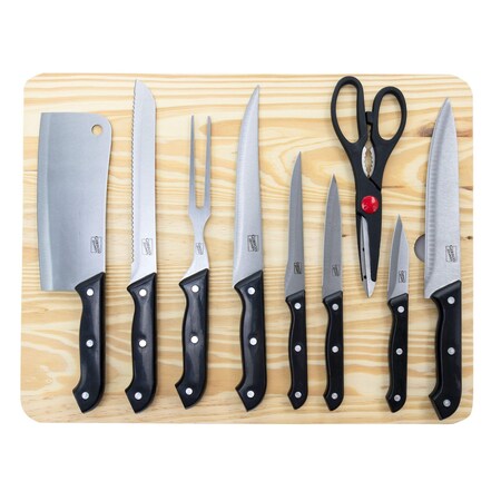 Gibson Home Wildcraft 10 Piece Cutlery Set with Wooden Cutting Board 127515.1