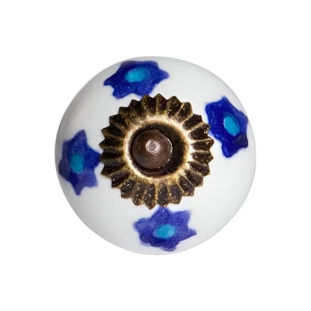 Homeroots Set of Twelve Blue White And Turquoise Floral Ceramic Drawer Pull Knobs, 12PK 321659