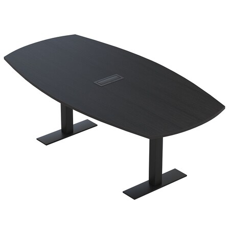 Skutchi Designs Arc Boat Conference Table With Power, 48 in W, 84 in L HAR-ABOT-48X84-T.BK-U999ST19-EBLK
