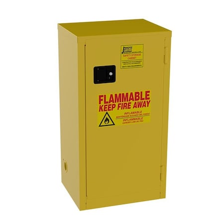 Jamco Hazardous Material Storage Cabinet, 18 gal, 2 Shelves, Steel, 23 in W x 44 in H x 18 in D, Yellow BA18YP