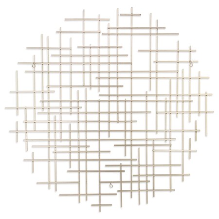 Homeroots 37" X 38" Silver Metal Abstract Lines Round Hanging Dimensional Sculpture 483369