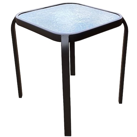 Seasonal Trends Side Table, 16 in W, 5 mm D, 18 in H, Steel Frame, Square Table, GlassSteel Table 50617