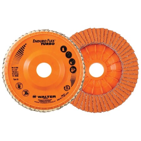 Walter Surface Technologies Walter ENDURO-FLEX TURBO Flap Disc, 5", 36/60 Grit 06A532