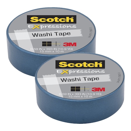 Scotch Expressions Washi Tape, .59" x 393", Blue, 2PK C314-BLU