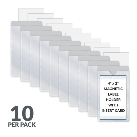 C-Line Products 2-1/2" x 4-1/4" Gray Side Load Magnetic Label Holders, 10/PK, 10PK/BX 87701-BX
