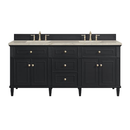 James Martin Vanities Lorelai 72" Double Vanity, Black Onyx, w/ 3 CM Tajnar Eclos Top w/FreePower Wireless Charger 424-V72-BKO-FTJR