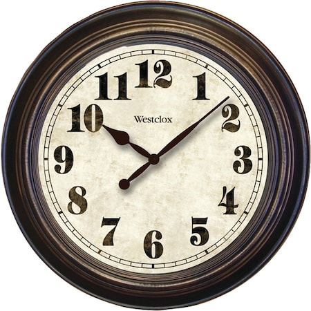 Westclox Classic Wall Clock, Round, Analog, Brown Frame 32213