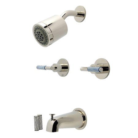 Kingston Brass Double-Handle Tub and Shower Faucet, Polished Nickel KBX8146KPS