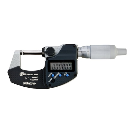 Mitutoyo Digimatic Outside Micrometer, I/M 0-1 In, .00005 In, O, RT 293-334-32