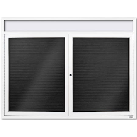 Aarco Enclosed Letter Board Directory w/ Powder Coated White Al Frame and Header, 36''Hx48''W, 2 Doors ADC3648HW