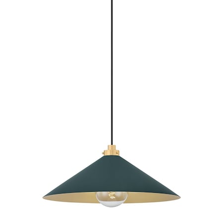 Hudson Valley Lighting Clivedon 20 in. Pendant in Aged Brass/Soft Studio Green by Mark D. Sikes MDS1402-AGB/SSG