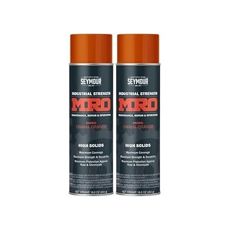 Seymour Midwest MRO Industrial High-Solids Spray Paint, Omaha Orange, 16 oz, 2PK 6201450-2