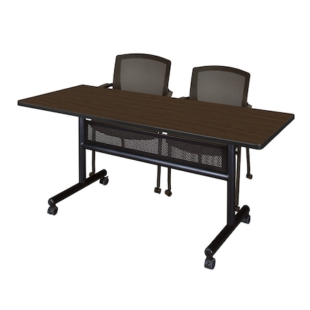 Regency Kobe Flip-Top Training Nesting Table W/ Modesty Panel & 2 Knight Mesh Chairs, 60 in W, 24 in L MKFTM6024NW56CBK