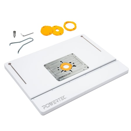 Powertec 24in x 32in Benchtop Router Table w/ Aluminum Insert Plate - Laminated MDF Top 71964