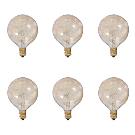 Bulbrite 25W Globe G16 Incandescent Bulbs, Amber Marble Glass, Candelabra E12 Screw Base, 6PK 861320