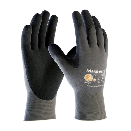 Atg Ultra Lightweight Seamless Knit Nylon Glove w/Nitrile Coated MicroFoam Grip on Palm&Fingers, 12PK 34-900/M