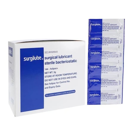 Surgilube Lubricating Jelly, 3gm Foil Packet, 144PK 00281020543