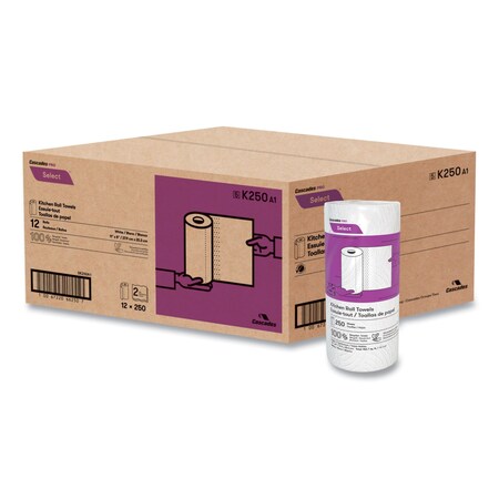 Cascades Pro Select Perforated Roll Paper Towels, 2 Ply, 250 Sheets, 167 ft, White K250