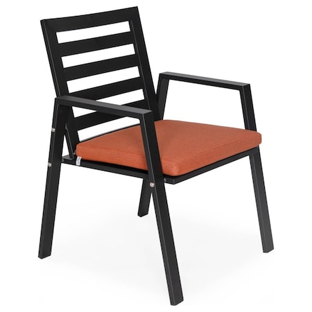 Leisuremod Chelsea Modern Patio Dining Armchair in Aluminum with Removable Cushions, Orange CC20BL-OR