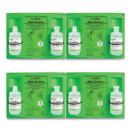 Honeywell Double Bottle Sterile Saline Eye Wash Wall Station, 16 oz Bottles, 2 Bottles per Station, 4PK 320004650000