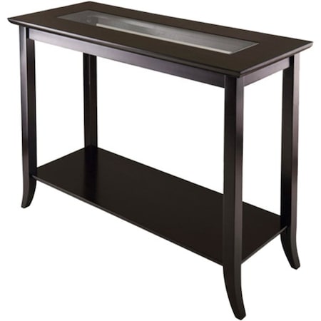 Winsome Trading 92450 Genoa Rectangular Console Table with Glass and shelf 92450