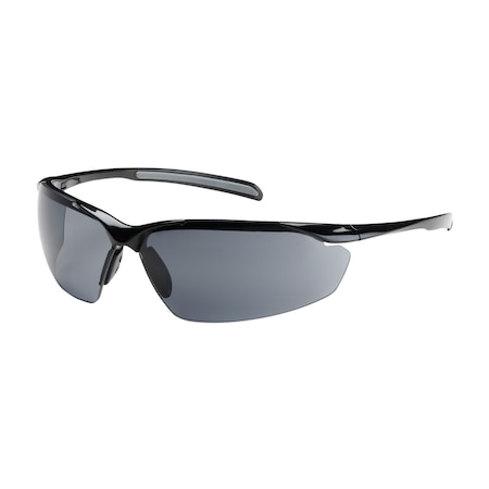 Bouton Optical Semi-Rimless Safety Glasses w/Gloss Black Frame, Gray Lens and Anti-Scratch/Anti-Fog Coating 250-33-0021