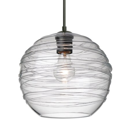Besa Lighting Besa Wave 10 Pendant, Clear, Black Finish, 1x 60W MAX E26 Base 1JT-462761-BK
