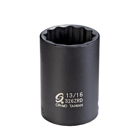 Sunex 3/8 in Drive 13/16 in 12Pt Semi-Deep Impact Socket 326ZRD