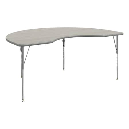 Flash Furniture Commercial Adjustable Height Kidney Activity Table-Standard Legs in LTGY XU-A4872-KIDNY-LTGRY-T-A-GG
