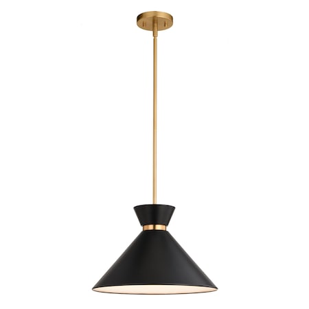 Vaxcel Racine 1 Light Matte Black and Gold Natural Brass Mid-Century Modern Bowtie Pendant, LED Compatible P0398