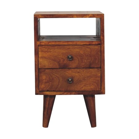 Homeroots 20" Chestnut Solid Wood Two Drawer Nightstand 722538