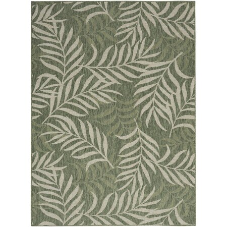 Homeroots 6' X 9' Green And Ivory Palm Leaf Indoor Outdoor Area Rug 550189