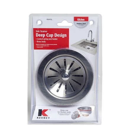 Keeney Mfg Rust-Resistant Strainer, 4-1/2 in Dia, Stainless Steel K5415L