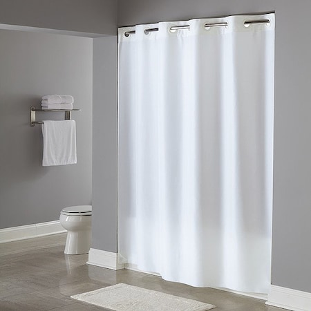 Hookless Polyester white curtain, 71x74, Plastic, White HBH40PLW01