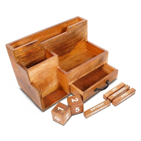 Homeroots Natural Rustic Wood Desk or Counter Organizer 400941