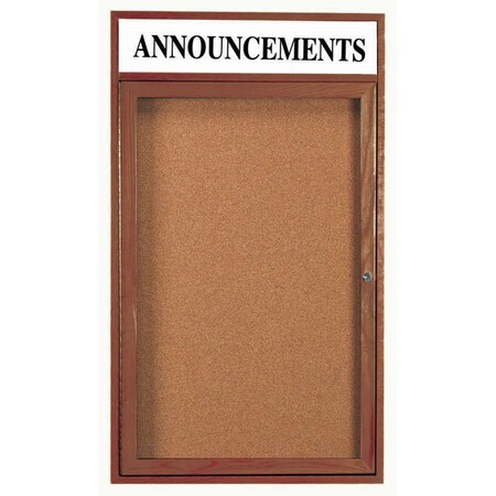 Aarco Enclosed Bulletin Board Red Oak Frame Walnut Stained, 36''Hx24''W WBC3624RH