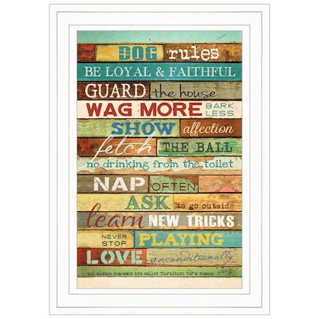 Homeroots Dog Rules 2 White Framed Print Wall Art 406547