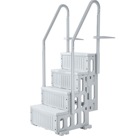 Vevor 4-Step Grey Pool Ladder of Double Handrails Supports 400 lb for 48-54 In Pool U12 gray