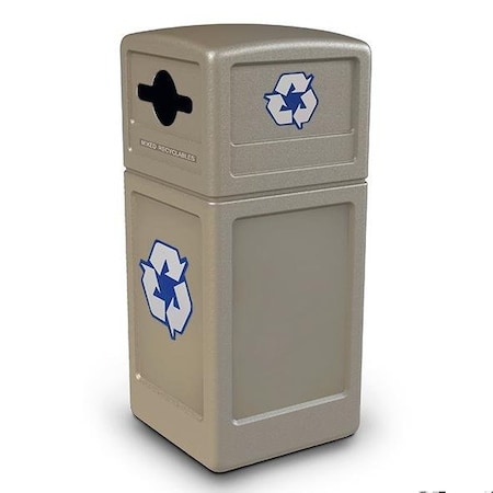 Commercial Zone Products Recycle42 Dome-Lid, Mixed Recycling, Beige 747302