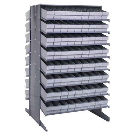 Quantum Storage Systems DOUBLE SIDED PICK RACK W/72 GRAY BINS QPRD-604GY