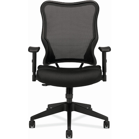Hon Basyx Task Chair Chair, Hi-Back, Mesh Fab, Black, Fixed Arms, Mesh, Black VL702MM10