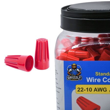 Grizzly Supply Standard Screw-On Wire Connector, 22-10 AWG, 600V Max, Thermoplastic, Red 400PK WCS-Red-CD
