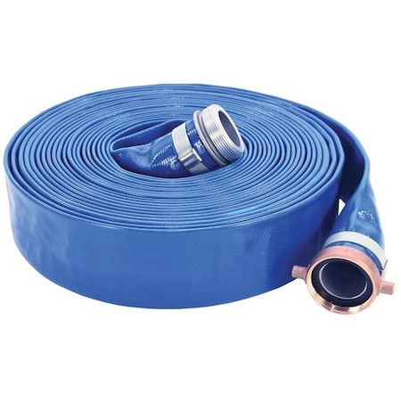Abbott Rubber ABBOTT RUBBER 1148-2000-50NPSH Lay Flat Discharge Hose, 2 in ID, Male x Female, PVC, Blue 1148-2000-50NPSH