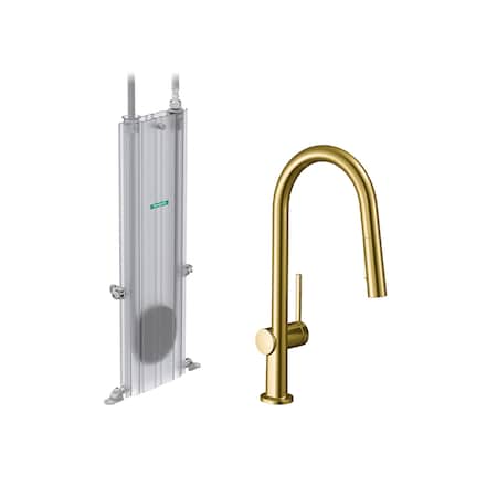Hansgrohe Talis N HighArc Kitchen Faucet, A-Style, 2-Spray Pull-Down, w/ sBox, 1.75 GPM in Brushed Gold Optic 72850251