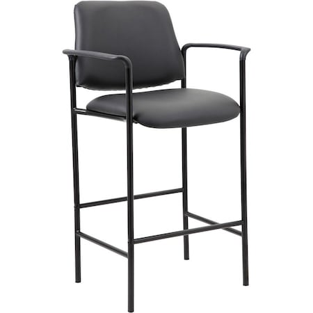 Boss Square Back Diamond Stool with Arm In Black Caressoft B169503-CS