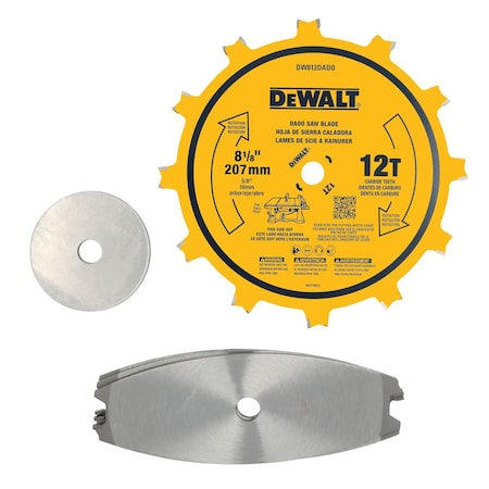 Dewalt Dado Blade Set, Stacked, 4 Teeth DW812DADO