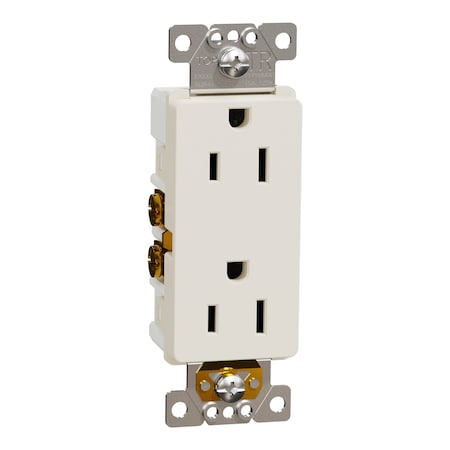 Square D Straight Blade Receptacle, 5-15R, 15 A, 125V AC, 2 Pole, Flush Mount, Self-Grounded SQR44101LA