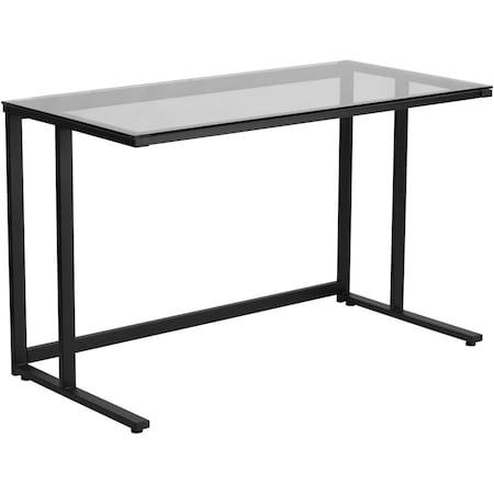 Flash Furniture Glass Desk Glass Top Desk w/Black Pedestal Frame, 23-1/2" D X 29-1/4" H, 47-1/4" W X Glass NAN-WK-055-GG